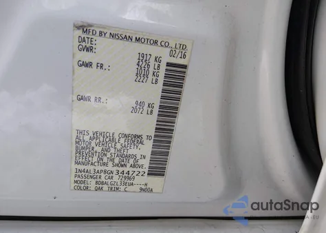 2016 Nissan Altima 2.5 S from USA, damaged, VIN 1N4AL3AP8GN344722